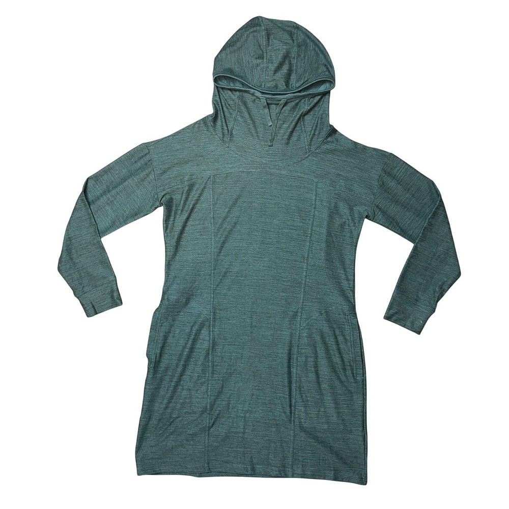 Toad&Co Womens Green Heathered Cowl Neck Hooded Dress with Pockets Size L